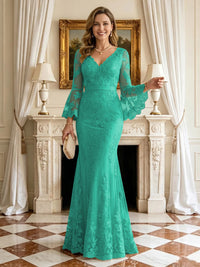 Mermaid V Neck Long Sleeves Mother of the Bride Dresses