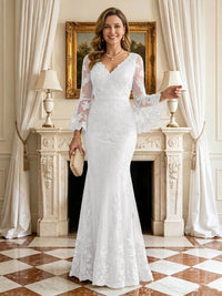 Mermaid V Neck Long Sleeves Mother of the Bride Dresses