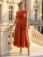 A Line Satin One Shoulder Sleeveless Mother of the Bride Dresses