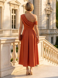 A Line Satin One Shoulder Sleeveless Mother of the Bride Dresses