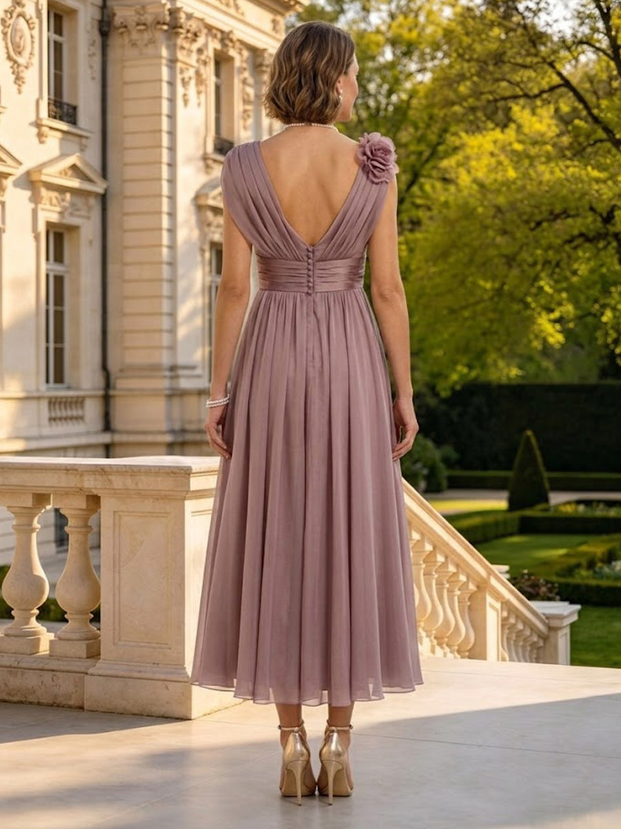 A Line Cowl Neck Sleeveless Long Mother of the Bride Dresses