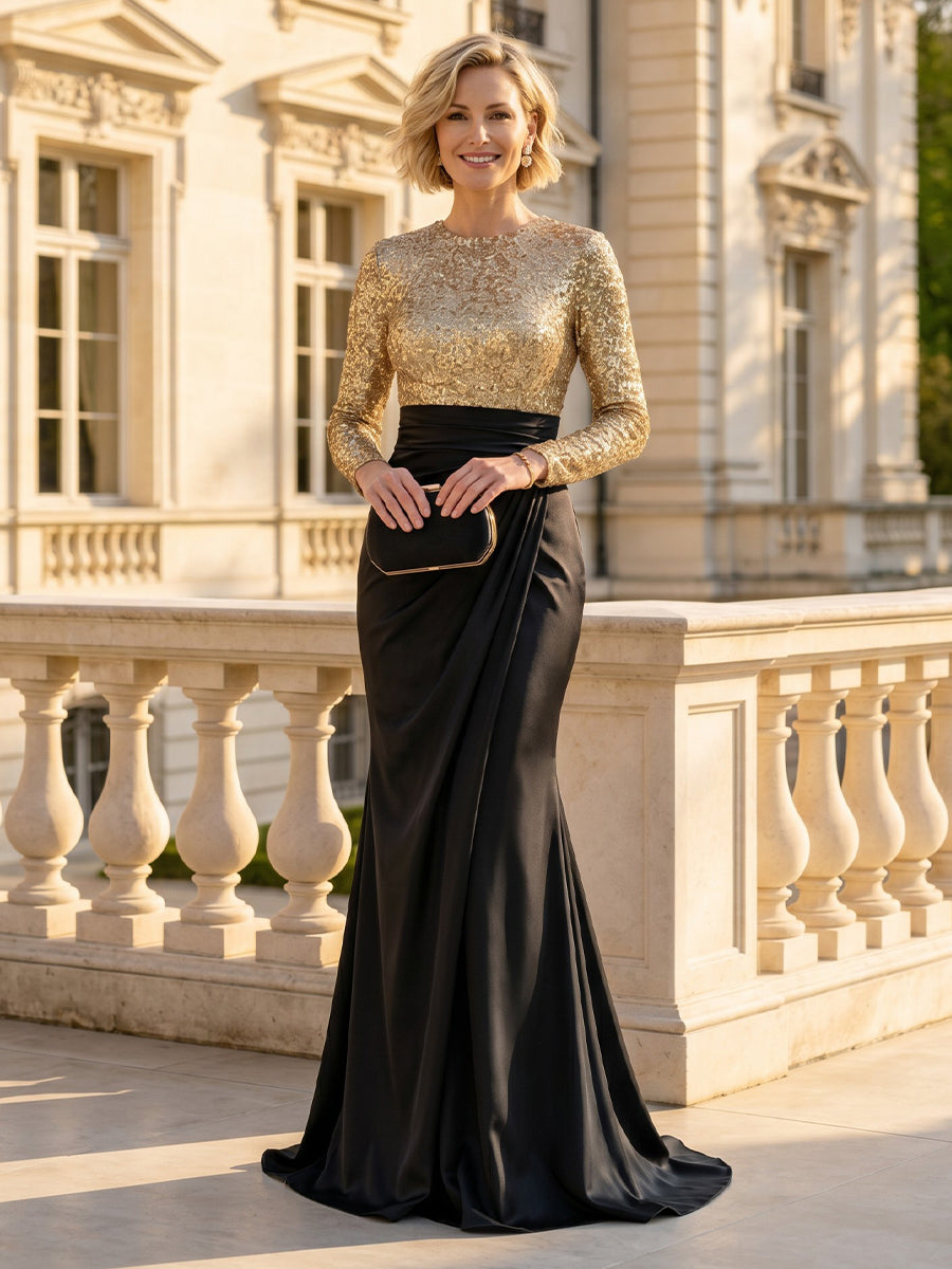 Mermaid Round Neck Long Sleeves Mother of the Bride Dresses