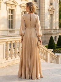 A Line Round Neck Long Sleeves Mother of the Bride Dresses with Slit