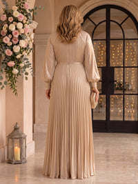A Line Plus Size Round Neck Long Sleeves Mother of the Bride Dresses with Slit