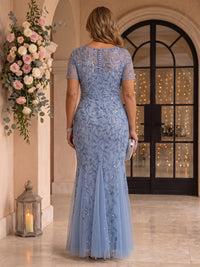 Plus Size Mermaid Round Neck Short Sleeves Mother of the Bride Dresses