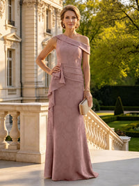 Column One Shoulder Sleeveless Long Mother of the Bride Dresses