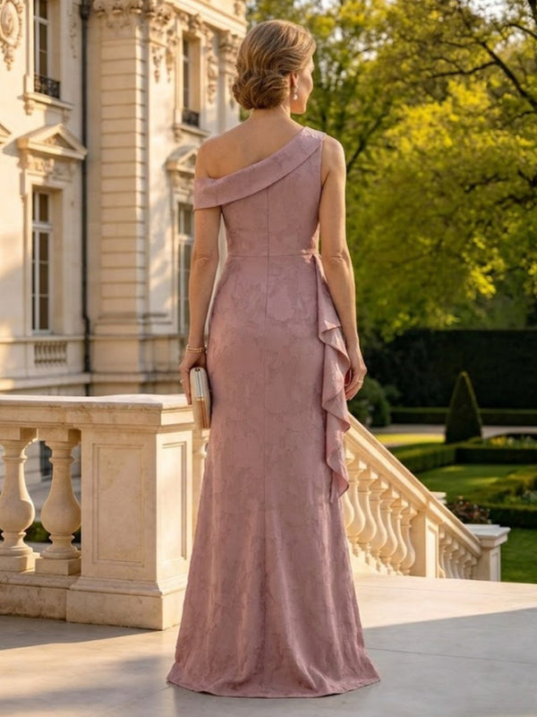 Column One Shoulder Sleeveless Long Mother of the Bride Dresses