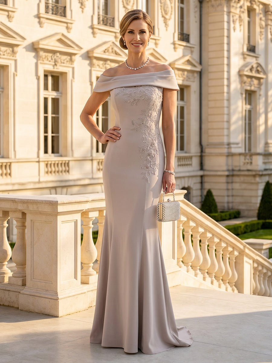 Mermaid Off Shoulder Sleeveless Long Mother of the Bride Dresses