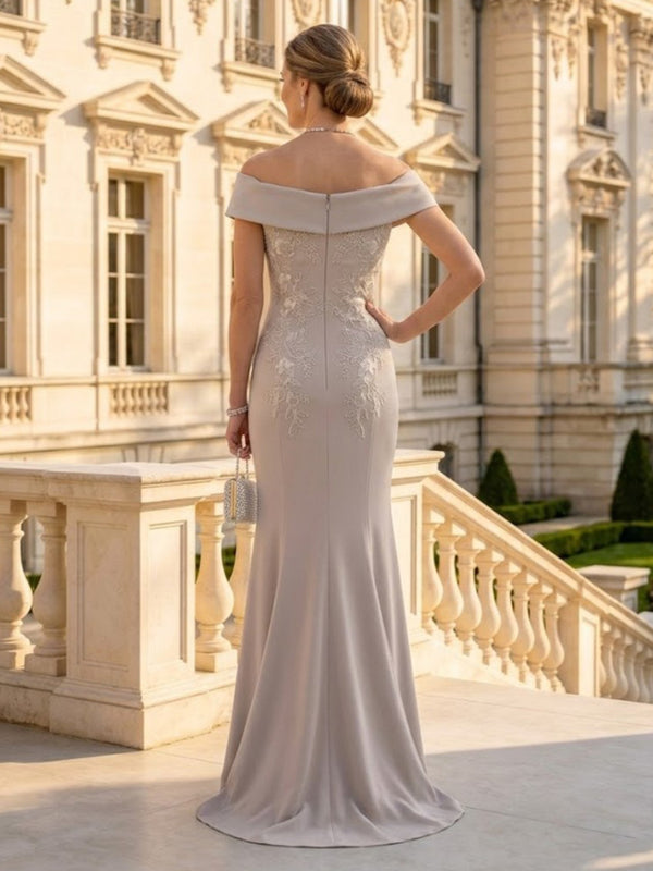 Mermaid Off Shoulder Sleeveless Long Mother of the Bride Dresses