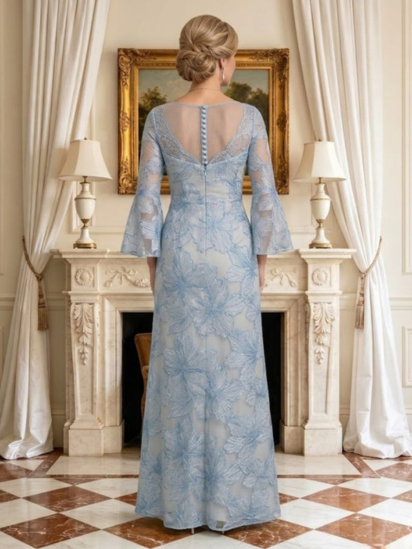 Column Boat Neck Long Sleeves Mother of the Bride Dresses