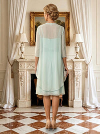 A Line Sweetheart 3/4 Sleeves Tea Length Mother of the Bride Dresses