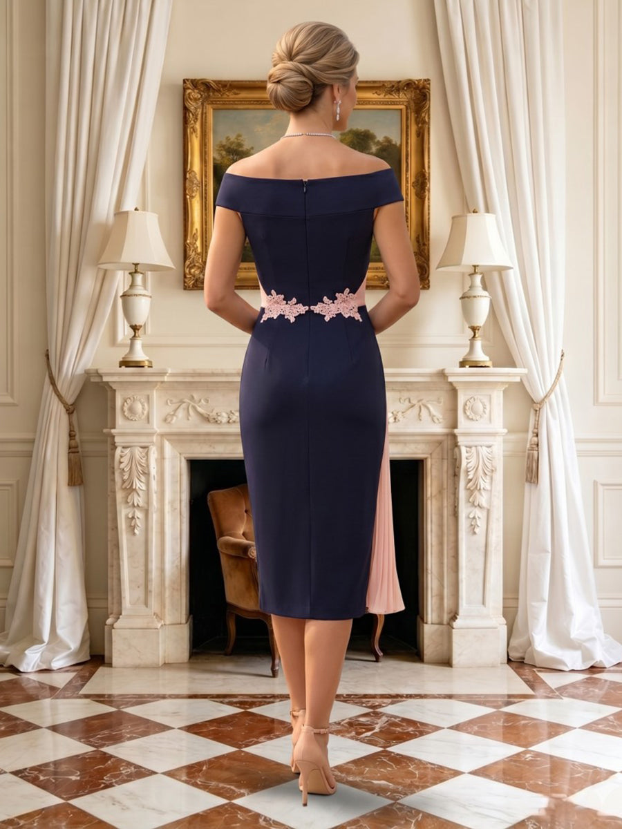 Mermaid Off Shoulder Sleeveless Tea Length Mother of the Bride Dresses