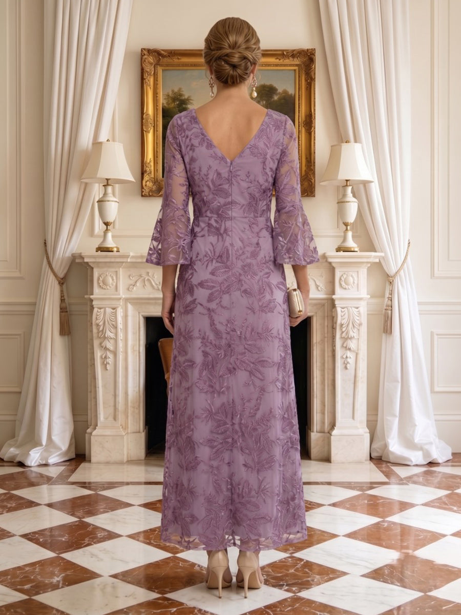 A Line V Neck Long Sleeves Long Mother of the Bride Dresses