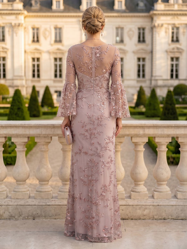 Column V Neck Long Sleeves Lace Mother of the Bride Dresses