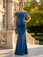 Mermaid Off Shoulder Sleeveless Long Mother of the Bride Dresses