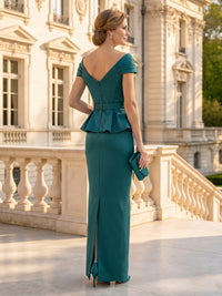 Mermaid Off Shoulder Sleeveless Long Mother of the Bride Dresses with Slit