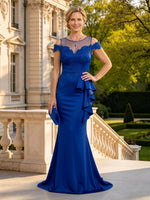 Mermaid Off Shoulder Sleeveless Long Mother of the Bride Dresses