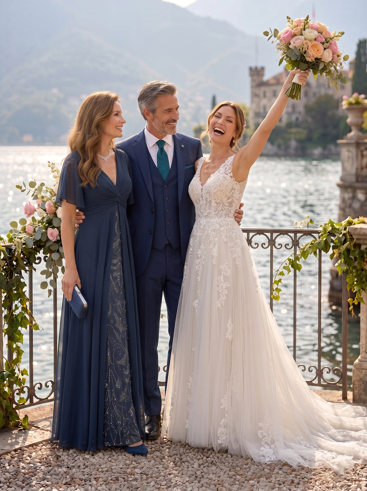 A Line V Neck Short Sleeves Long Mother of the Bride Dresses