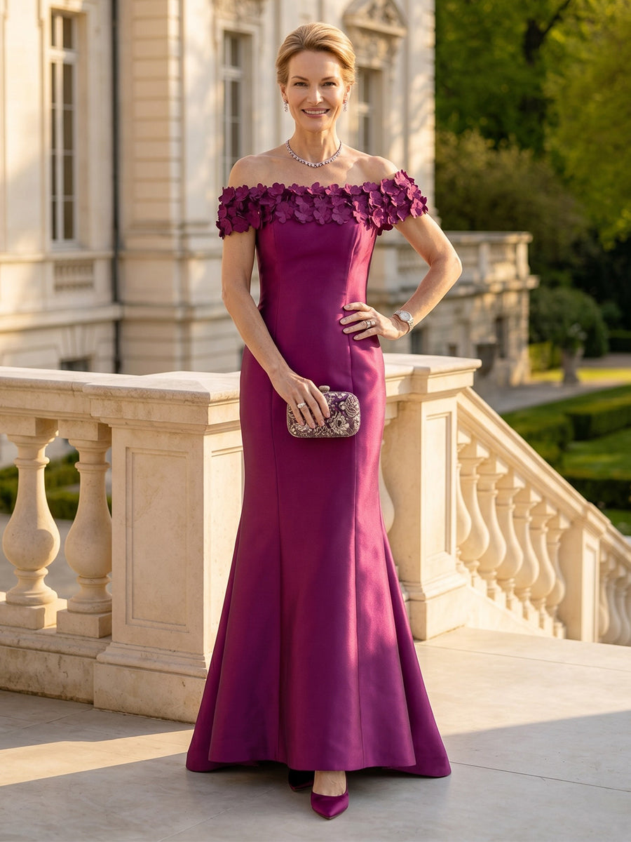 Mermaid Off Shoulder Sleeveless Long Mother of the Bride Dresses