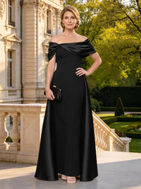 Satin Off Shoulder A Line Mother of the Bride Dresses