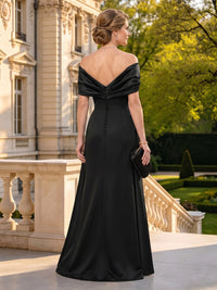Satin Off Shoulder A Line Mother of the Bride Dresses