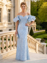 Lace Sequin Strapless Off Shoulder Mermaid Mother of the Bride Dresses