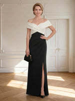 Satin Mermaid Off Shoulder Long Mother of the Bride Dresses