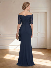 Mermaid Lace Appliques Off Shoulder Long Mother of the Bride Dresses