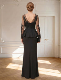 Lace Appliques Mermaid Long Sleeves Mother of the Bride Dresses