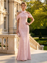 Mermaid Satin Halter Long Off Shoulder Mother of the Bride Dresses