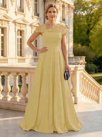 A Line Satin Strapless Long Mother of the Bride Dresses with 3D Flower