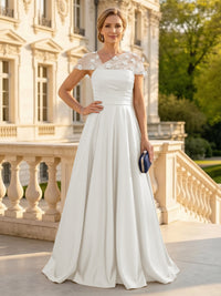 A Line Satin Strapless Long Mother of the Bride Dresses with 3D Flower