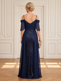 Lace Appliques A Line V Neck Off Shoulder Long Mother of the Bride Dresses with Train
