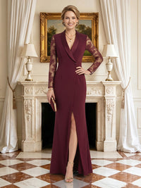 Satin V Neck Long Sleeves Mermaid Mother of the Bride Dresses