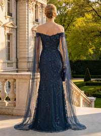 Lace Appliques Off Shoulder Strapless Mermaid Long Mother of the Bride Dresses