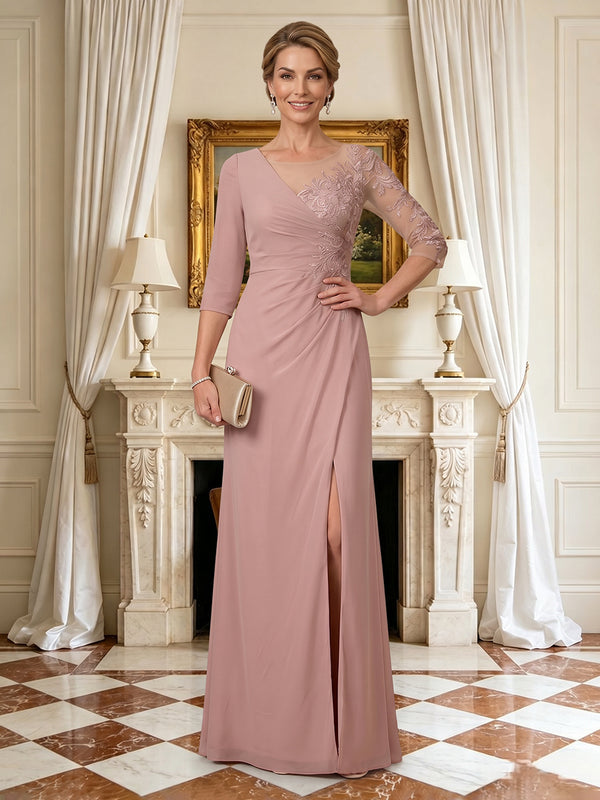 Chiffon V Neck Long Sleeves Mother of the Bride Dresses