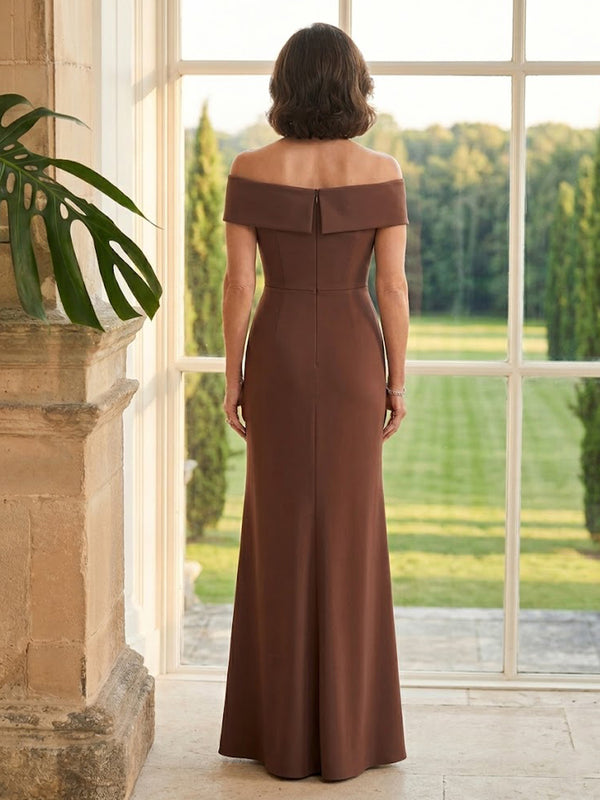 Satin Mermaid Off Shoulder Long Mother of the Bride Dresses