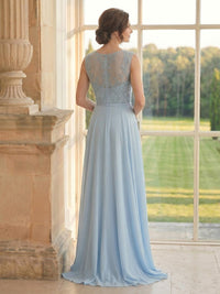 Chiffon A Line Lace Appliques Long Mother of the Bride Dresses
