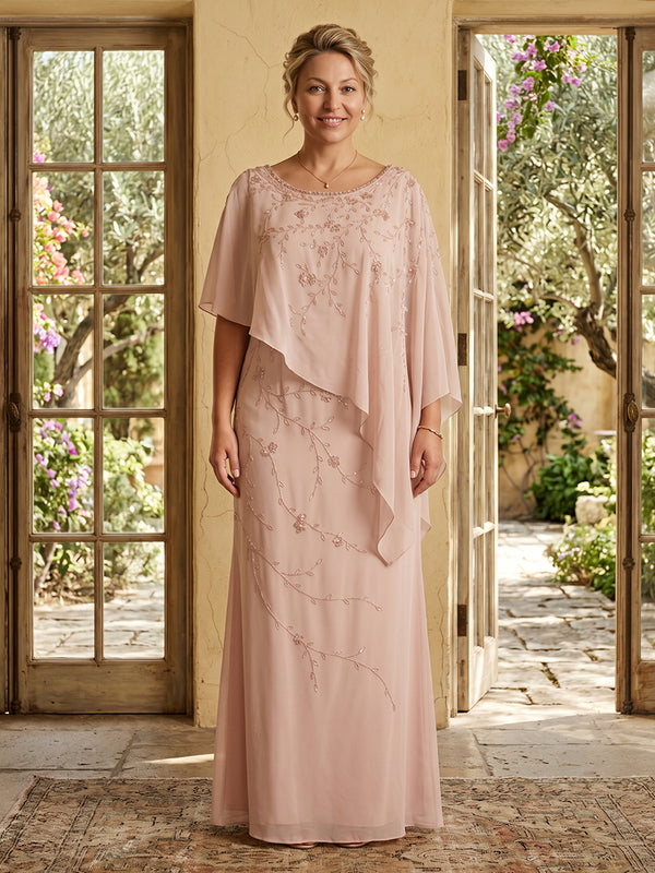 Chiffon A Line Lace Appliques Long Mother of the Bride Dresses
