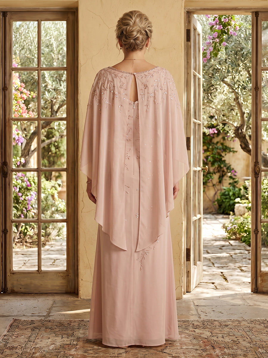 Chiffon A Line Lace Appliques Long Mother of the Bride Dresses