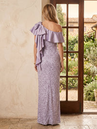 Satin Mermaid One Shoulder Long Mother of the Bride Dresses with Bow