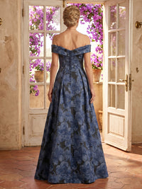 Jacquard A Line Off Shoulder Long Mother of the Bride Dresses