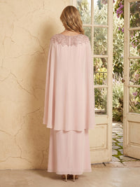 Chiffon A Line Scoop Neck Long Mother of the Bride Dresses with Beadings