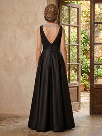 Satin A Line Sleeveless Long Mother of the Bride Dresses