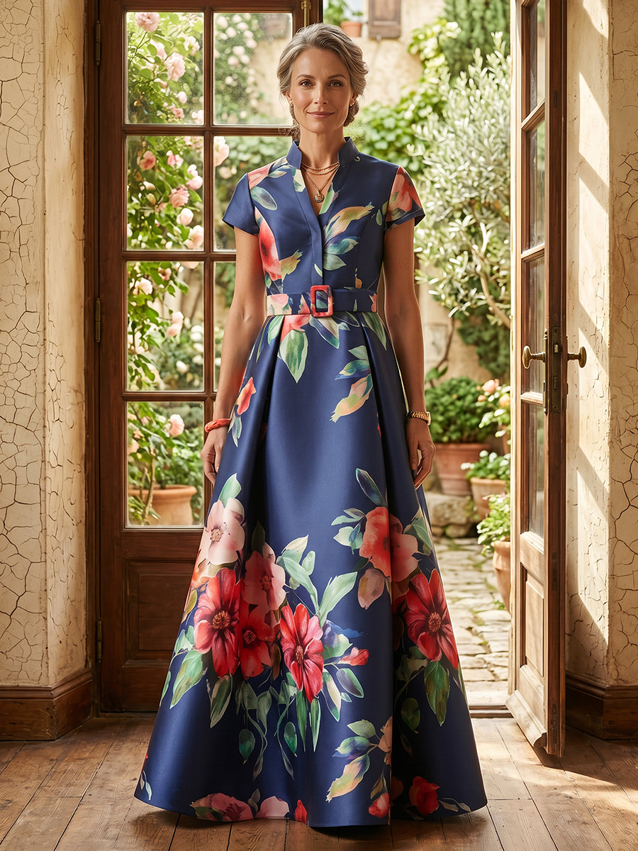 Jacquard A Line V Neck Long Mother of the Bride Dresses