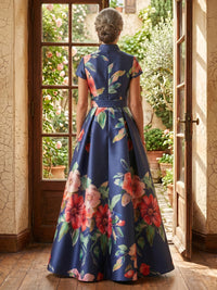 Jacquard A Line V Neck Long Mother of the Bride Dresses