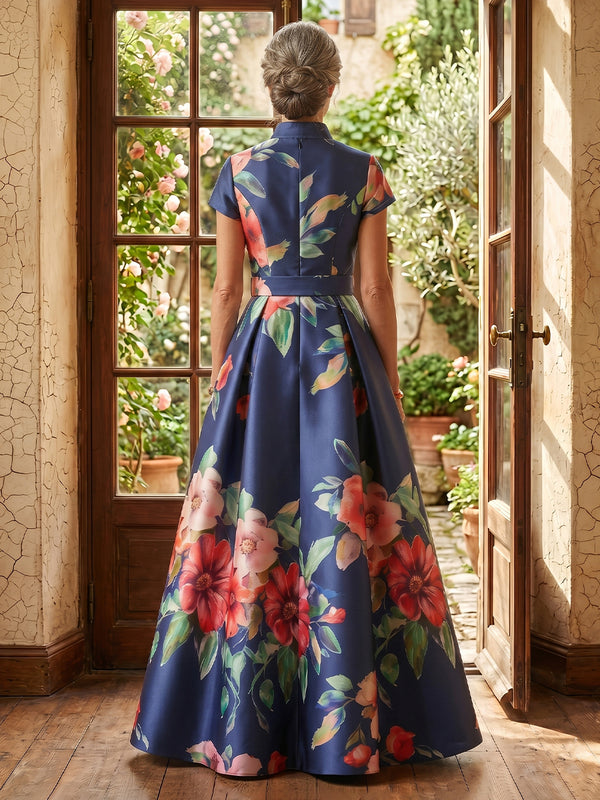 Jacquard A Line V Neck Long Mother of the Bride Dresses