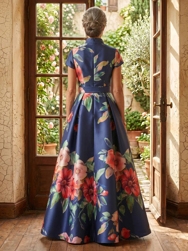 Jacquard A Line V Neck Long Mother of the Bride Dresses