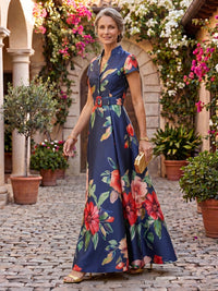 Jacquard A Line V Neck Long Mother of the Bride Dresses