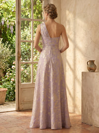 Jacquard A Line One Shoulder Long Mother of the Bride Dresses with Ruched